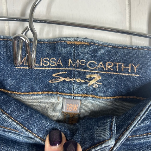Melissa McCarthy x Seven 7 Distressed and Floral Embroidered Cropped Jeans 18W - Picture 7 of 9